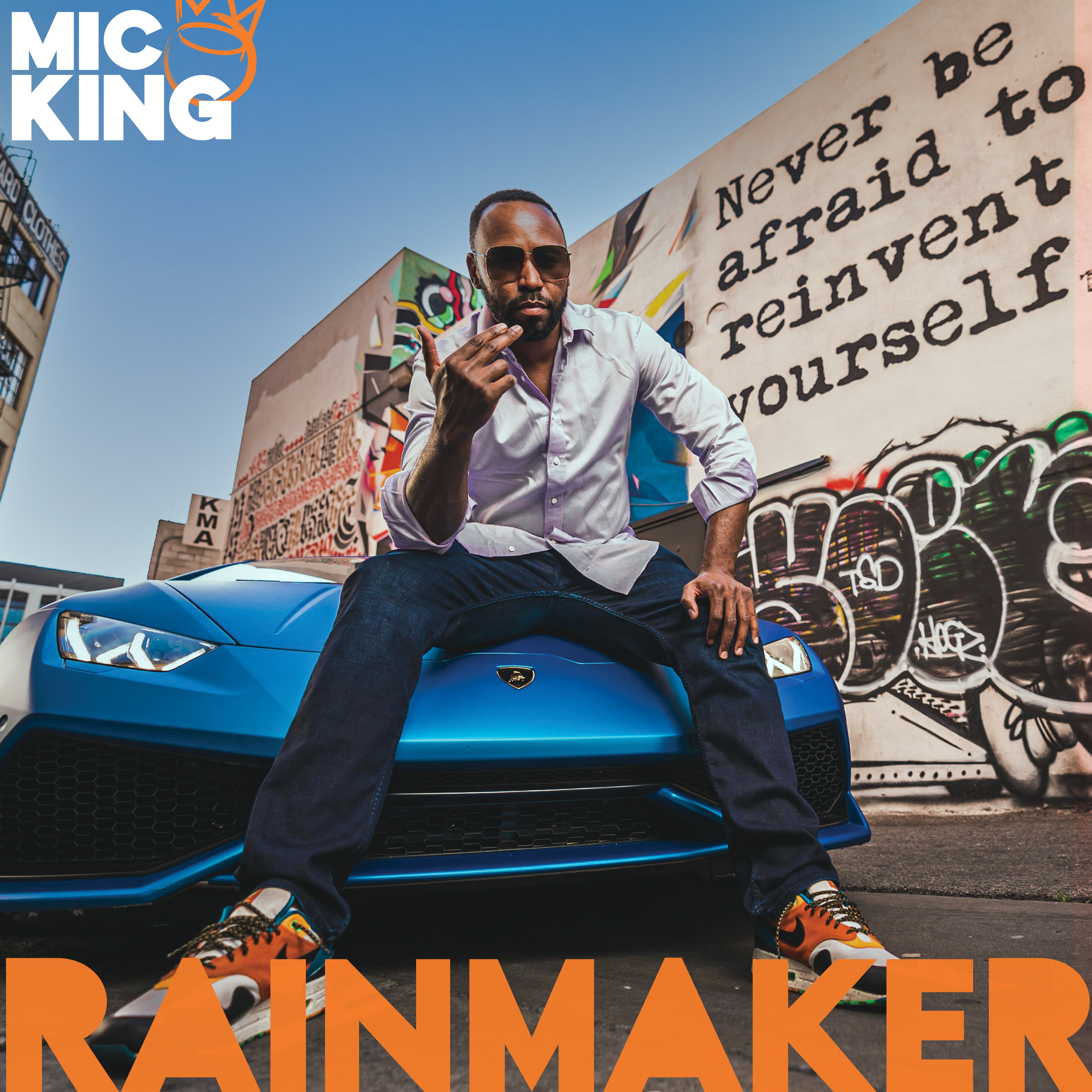 Best Rapper Ever Mic King Sitting On Lamborghini Artwork For Rain Maker Single